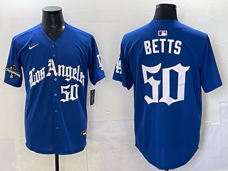 Men Los Angeles Dodgers #50 Betts Blue 2025 Nike MLB Jersey style 006